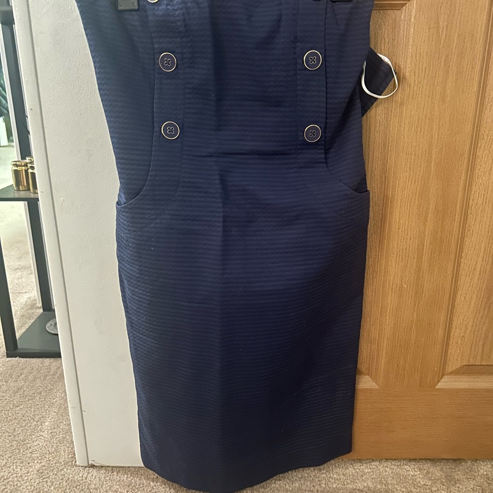 $196 Lily Pulitzer 6 Vanna Strapless Navy Fully Lined Nautical Mini Dress Button